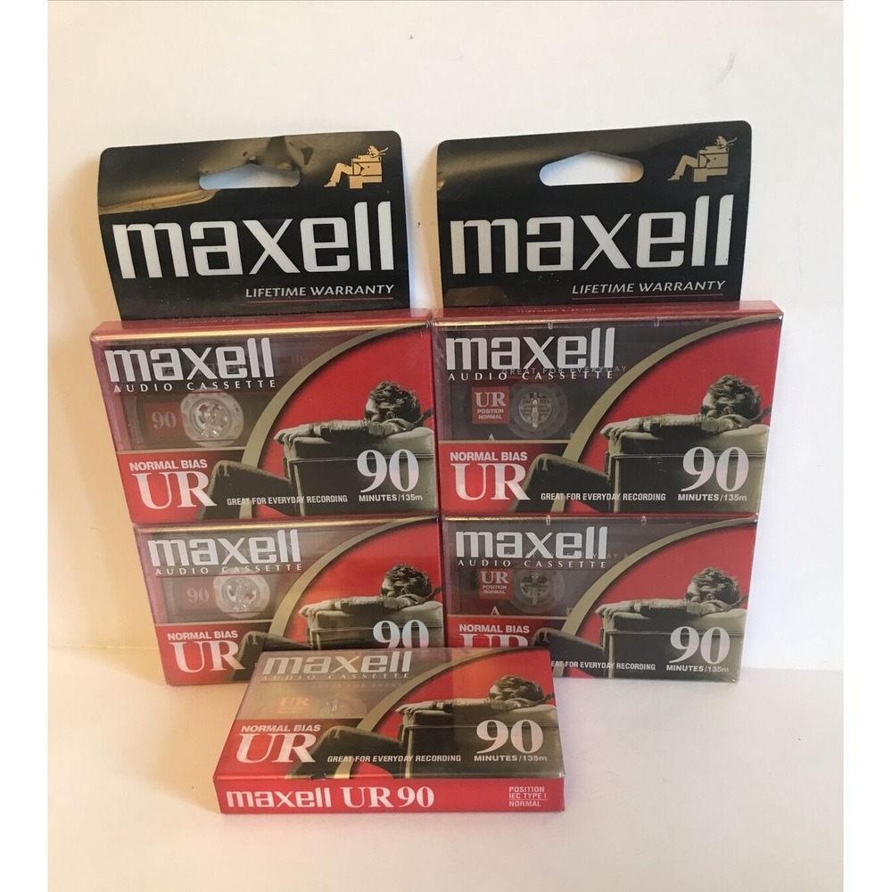 Maxwell UR 90 Minute Normal Bias Blank Audio Cassette Tapes Sealed TOTAL 5 TAPES
